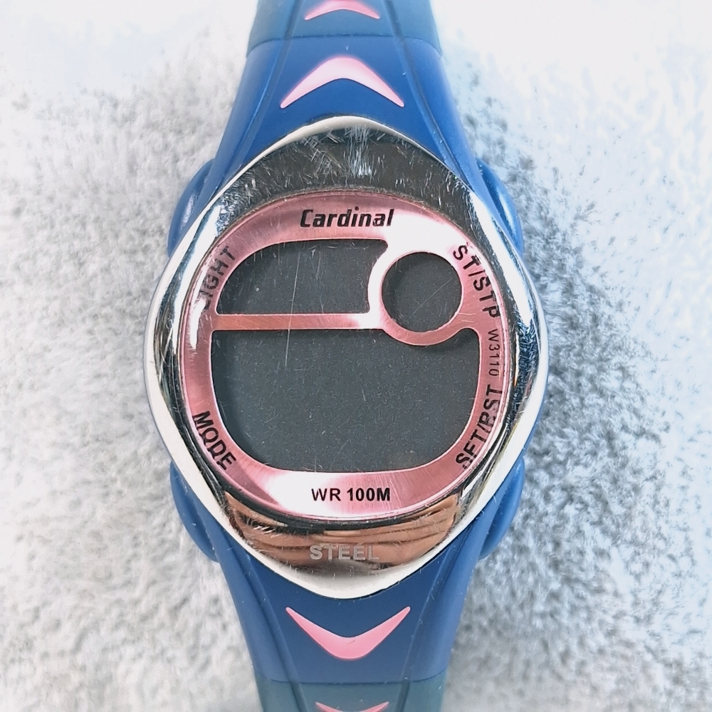 Cardinal Digital Sports Water Resistant Pink Blue Ladies Watch, New Battery